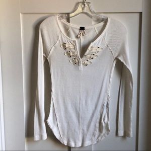 Free People waffle knit long sleeve shirt